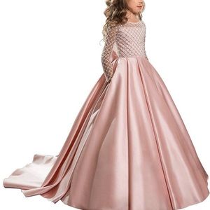 Floor Length Button Draped Tulle Dress